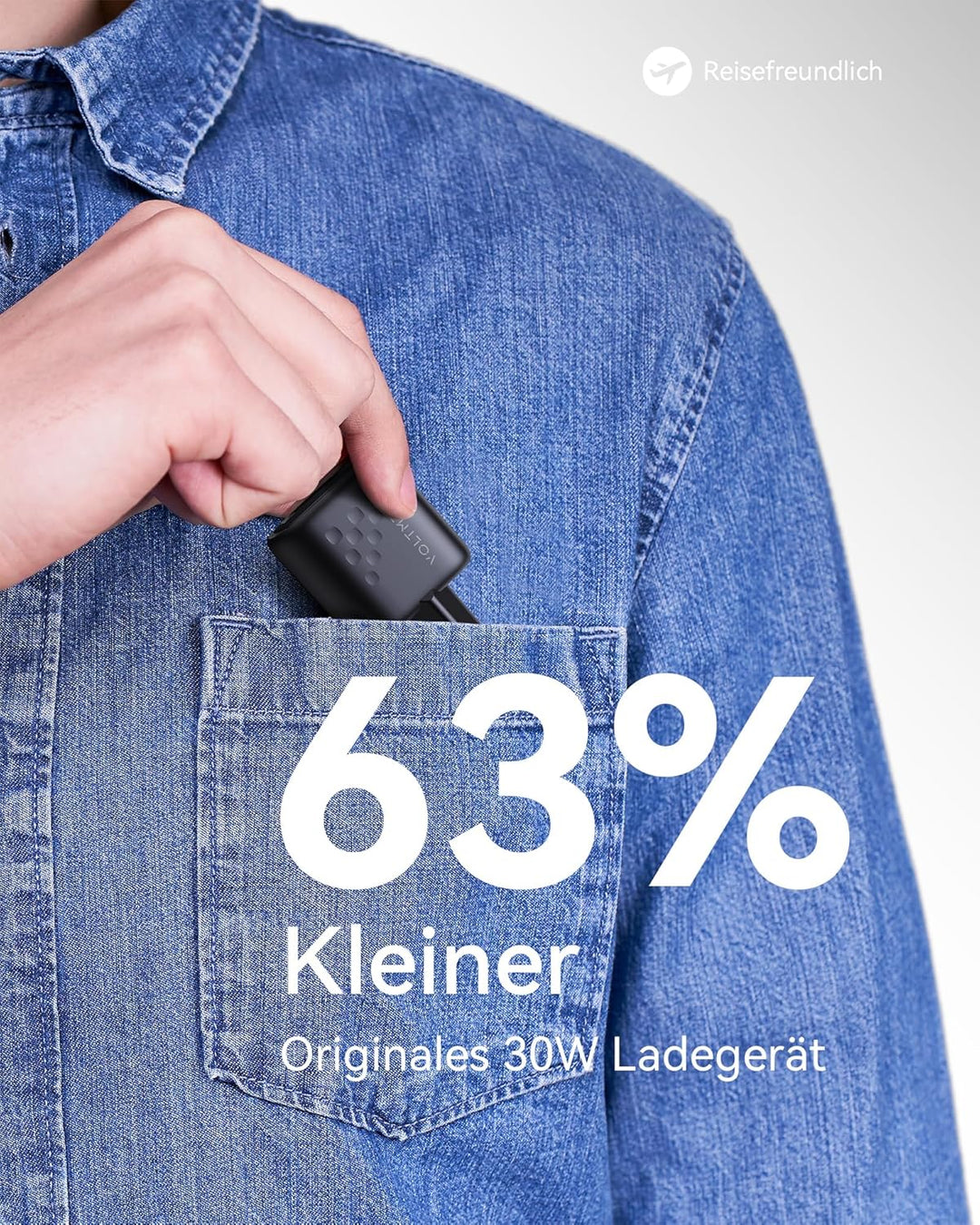 VOLTME USB-C Ladegerät 30W Dual Port Ladestecker Schnellladegerät Schwarz, USB Netzteil USB C PD3.0