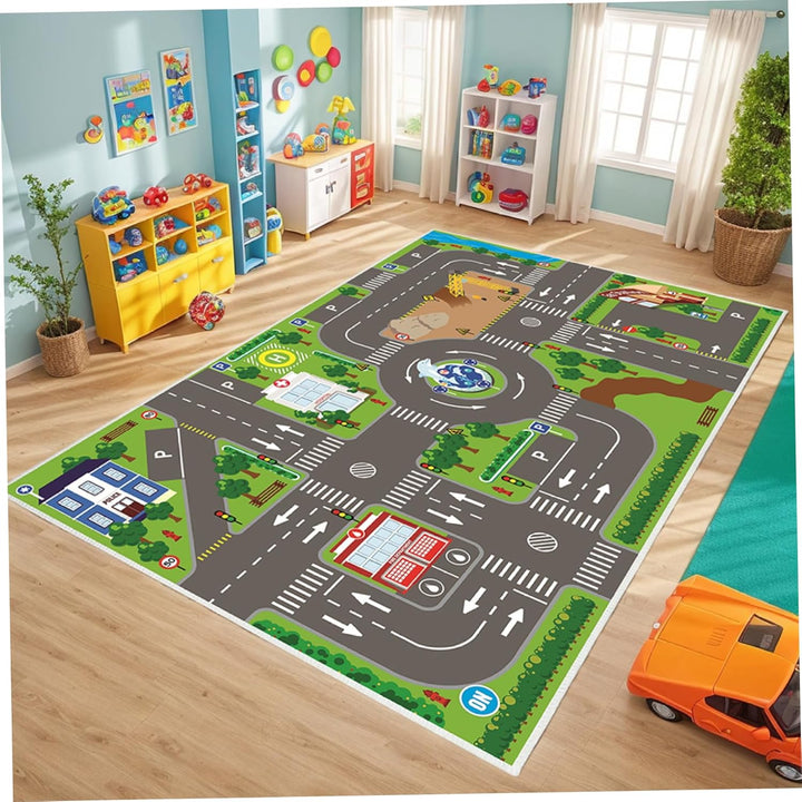 Strassenteppich für Kinder, 50, 8 x 81, 3 cm, Auto-Schienenteppich, rutschfeste Baby-Spielmatte, Sta