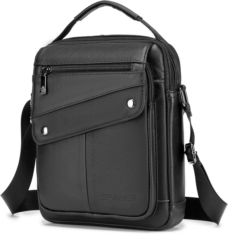 SPAHER Herrentasche Leder Umhaengetasche Handtasche Herren Tasche Echtes Leder Handgelenktasche Herr