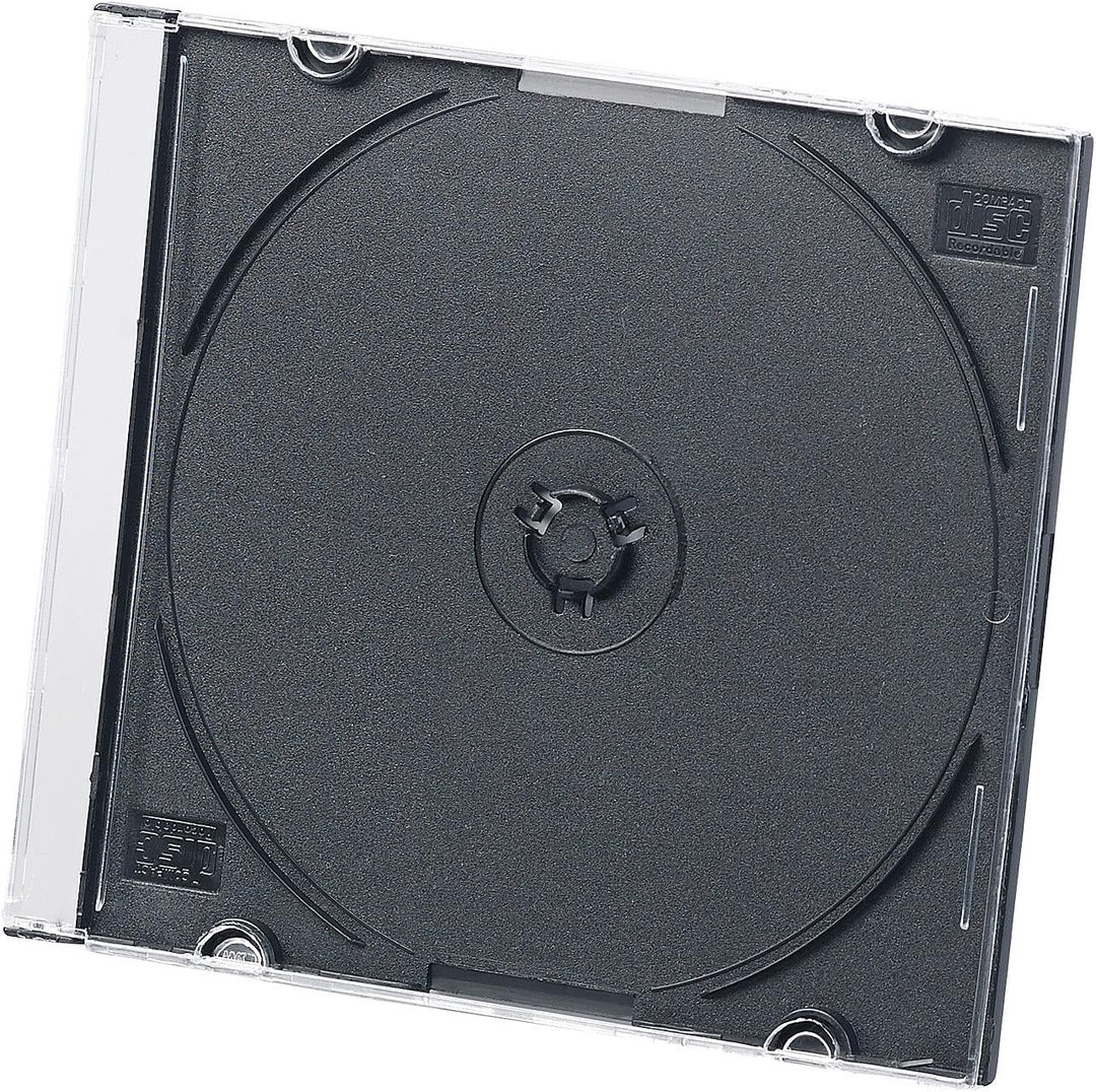 PEARL Slim Case CD Hüllen: 50er-Set Slim-CD-Hüllen transparent/schwarz (Case transparent, CDhüllen,