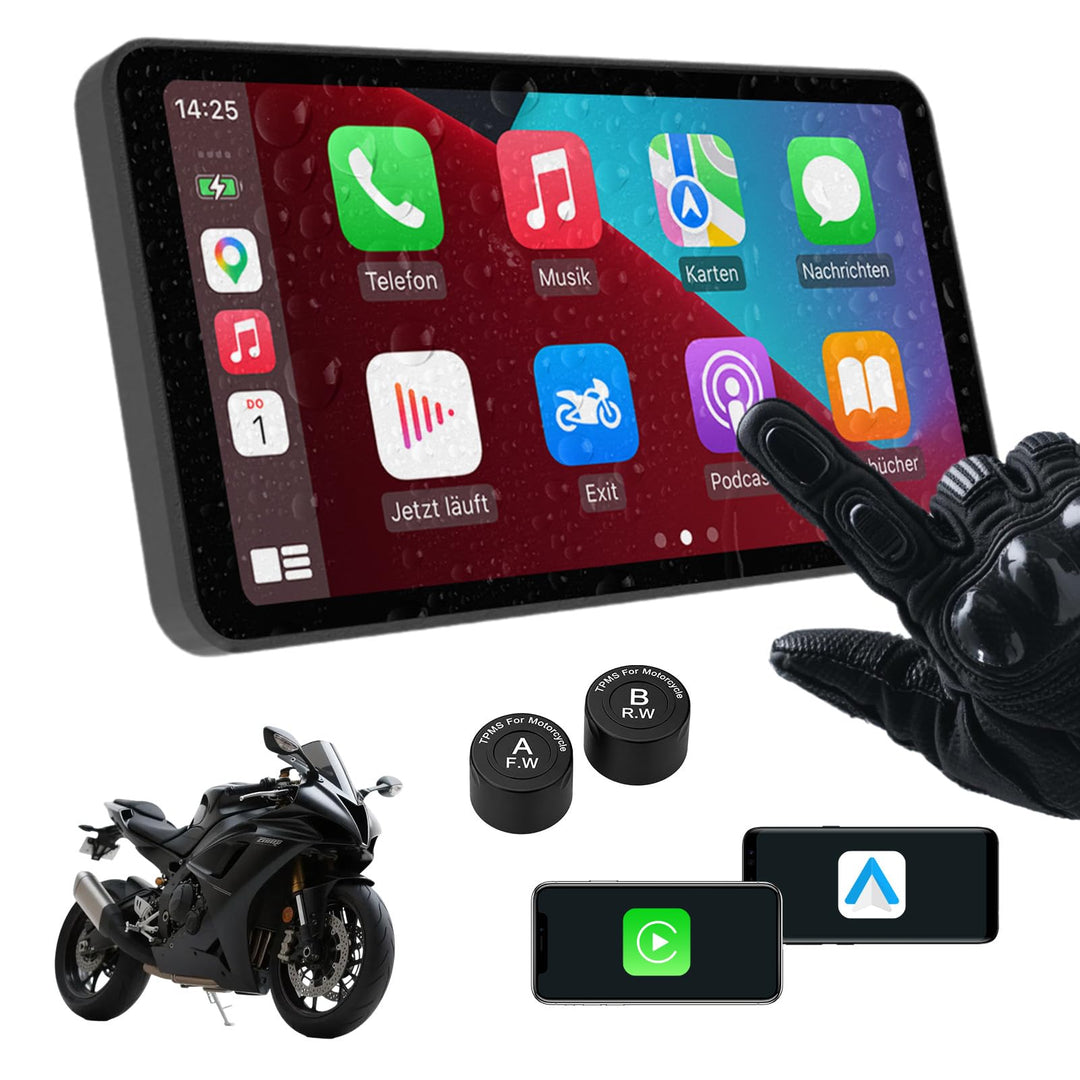 5.5-Zoll-Motorrad-Smart-Display – Kabelloses CarPlay & Android Auto | Bluetooth-Sprachsteuerung | IP