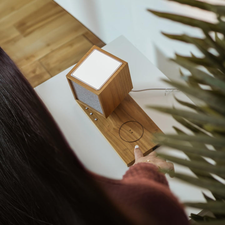 Tivoli Audio 'Revive' - Bluetooth-Lautsprecher mit kabellosem Ladegerät und Lampe (Walnuss/Grau), Wa