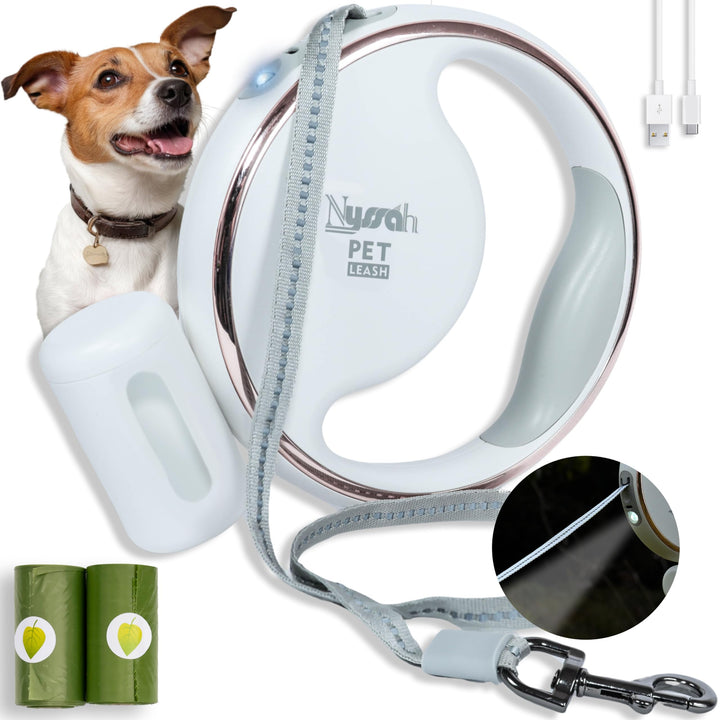 Hundeleine Rollleine 3 m LED-Lampe, einziehbare Leine, sicher, praktisch und bequem für Hunde bis 25