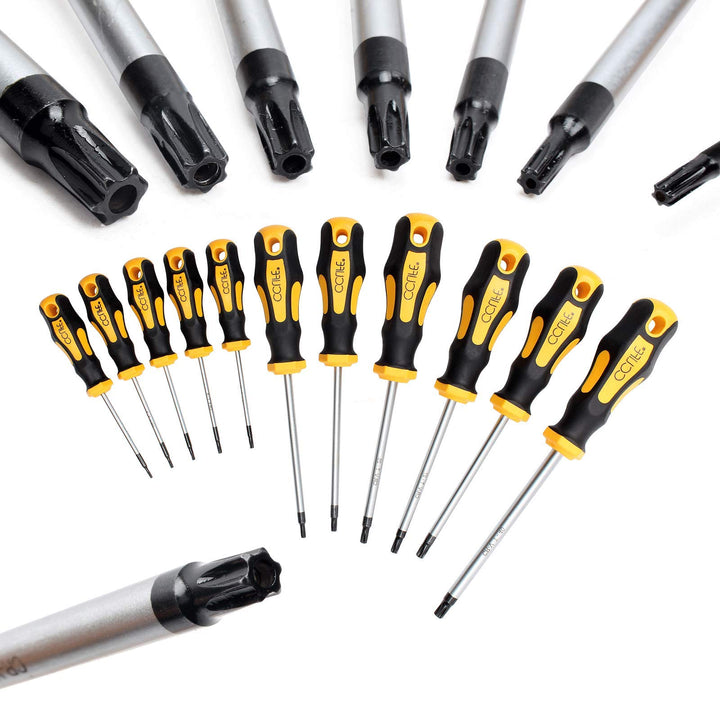 CCLIFE Torx Schraubendreher Set TX magnetisch T6-T40, 11 Stück mit Sternlochbohrung, 11 Stück mit St