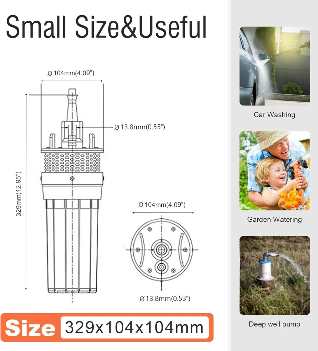 DCHOUSE 24V Edelstahl Membranpumpe, Brunnenpumpe, Solarwasserpumpe, DC Pumpe Farm & Ranch Tauch Tief