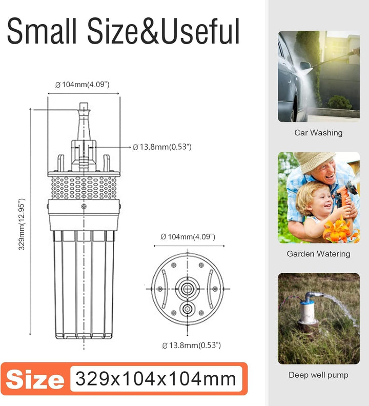 DCHOUSE 24V Edelstahl Membranpumpe, Brunnenpumpe, Solarwasserpumpe, DC Pumpe Farm & Ranch Tauch Tief