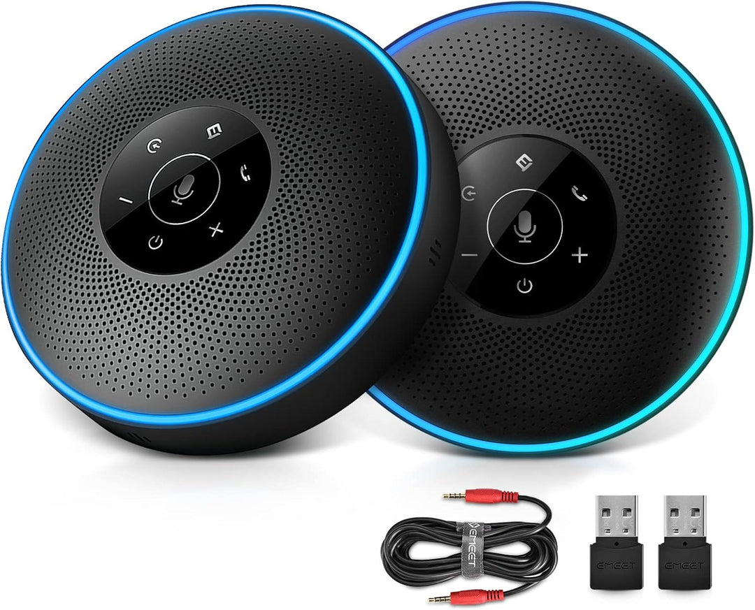 EMEET Bluetooth Konferenzlautsprecher Set - 2pcs Speakers mit Dongle, Konferenzlautsprecher mit Mikr
