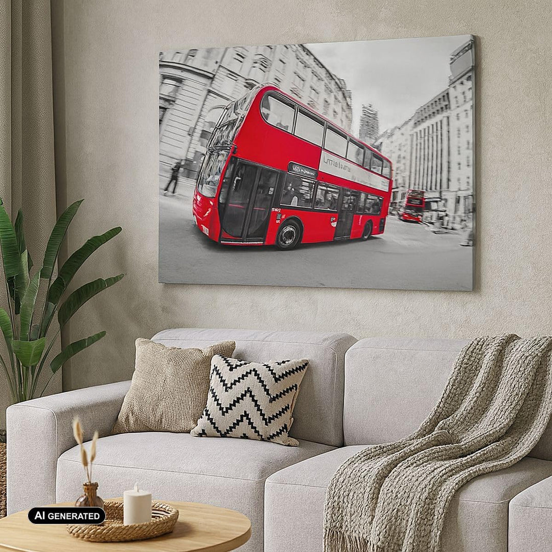 Bilder auf Leinwand 100x70cm Leinwandbild Bus London Reise Tourismus Gross Wanddeko Bild Schlafzimme