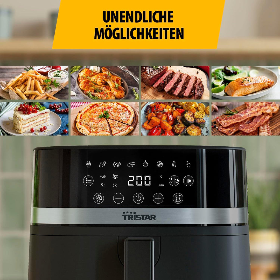 Tristar Digitale Heissluftfritteuse, 6L Kapazität, 8 Programme, LED-Touchscreen, Vorheizen & Shake-E