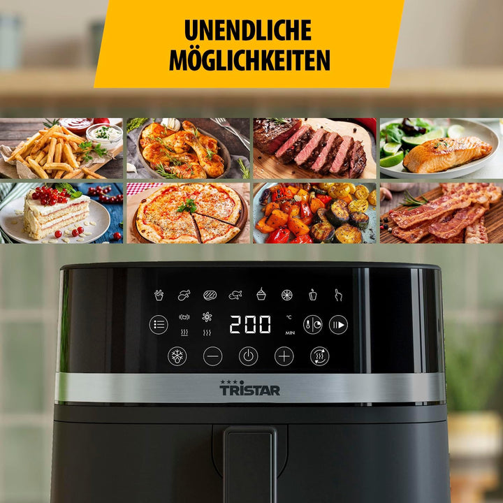 Tristar Digitale Heissluftfritteuse, 6L Kapazität, 8 Programme, LED-Touchscreen, Vorheizen & Shake-E