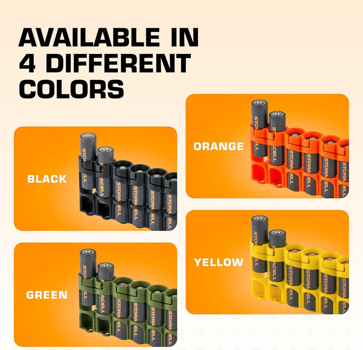 Storacell AA-Batterie-Aufbewahrungsbehälter (2er-Pack), gelb, hält 6 AA-Batterien (Nicht im Lieferum