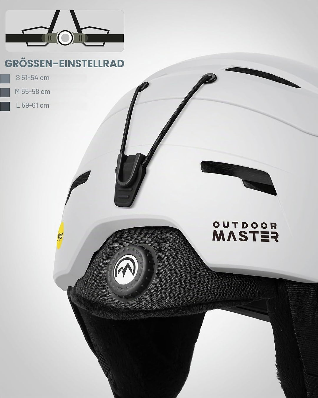 OutdoorMaster ELK MIPS Skihelm - Schneesporthelm Snowboardhelm für Männer Frauen &amp; Jugend Perlweiss