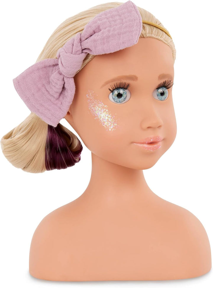Our Generation Sparkles of Fun Stylingkopf Deanna – Langem, Dickem Blondem Haar, Peekaboo-Strähnchen