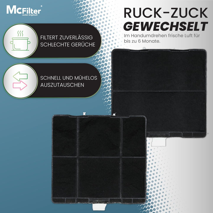 McFilter I 2x Aktivkohlefilter für Dunstabzugshaube geeignet für Kohlefilter Bosch 00705431, 1102676