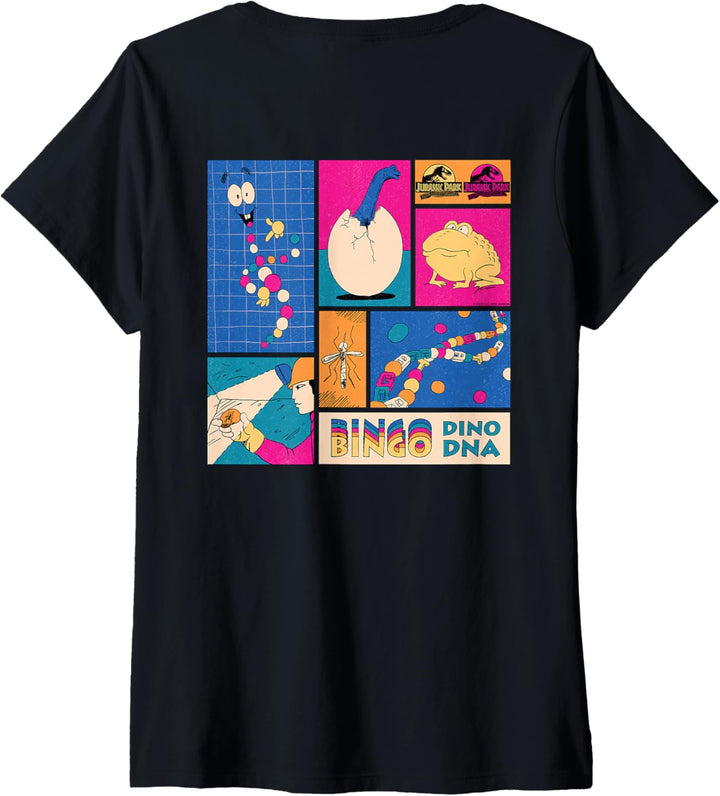 Jurassic Park 30th Anniversary Bingo Dino DNA Retro T-Shirt mit V-Ausschnitt