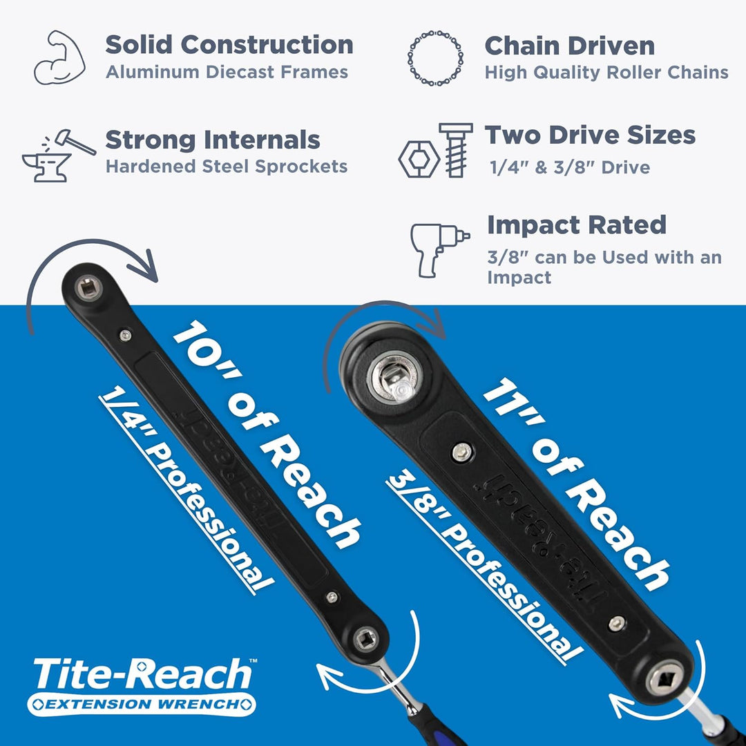 Tite-Reach - Schraubenschlüssel-Verlängerung Kombiset 3/8 & 1/4 Schwarz, Kombiset