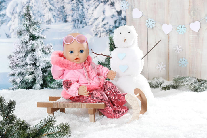 Baby Annabell Deluxe Winter 43cm - Puppenkleidung Puppenoutfit für den Winter, rosa Puppen-Schneeanz