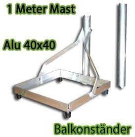 Balkonständer Alu 40 x 40 1 Meter Mast Sat Montage Balkon Terrassen Ständer Stabil