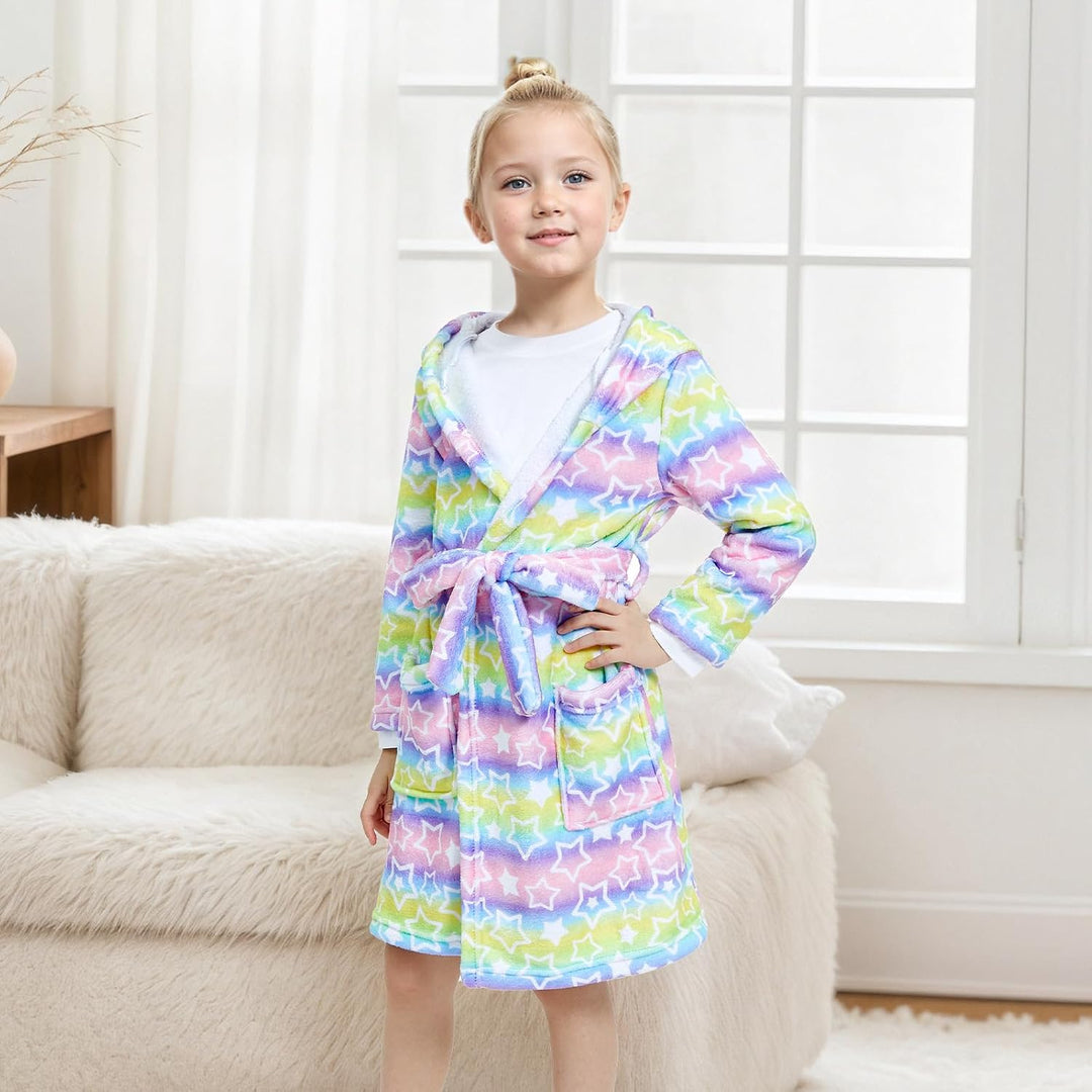 WYTbaby Bademantel Kinder Mädchen Flauschig Fleece bademantel mädchen Lange Ärmel Kinderbademantel m
