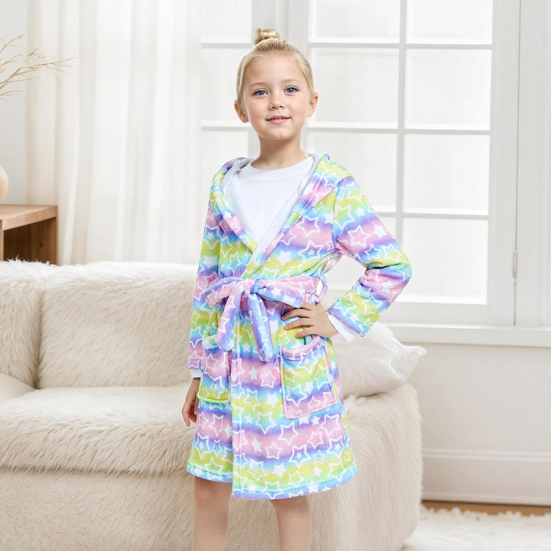 WYTbaby Bademantel Kinder Mädchen Flauschig Fleece bademantel mädchen Lange Ärmel Kinderbademantel m