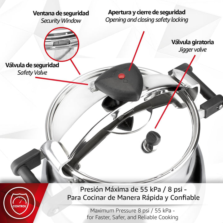 Magefesa Alustar - Professioneller Schnellkochtopf 22L, Hergestellt aus Aluminium, Geeignet für Gas-