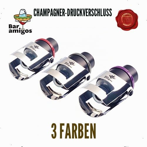 Bar Amigos ®, Triple Value Pack of 3 Champagne Pressure Stopper Sektflaschenverschluss Sekt und Cham
