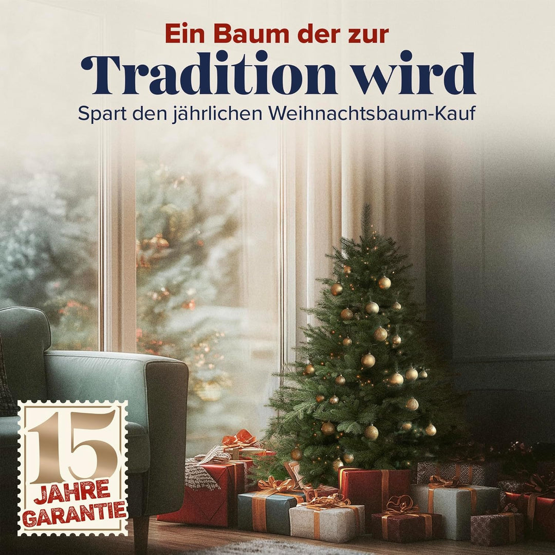 Weihnachtsbaum künstlich 90cm aus 100% Spritzguss - TESTSIEGER - Naturgetreu, dichte Zweige, Künstli