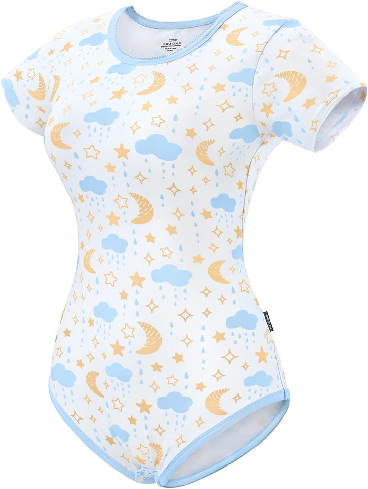 LittleForBig Baumwolle Strampler Onesie Pyjamas Bodysuit-Vintage Schlafenszeit Strampler Blau 4XL, B