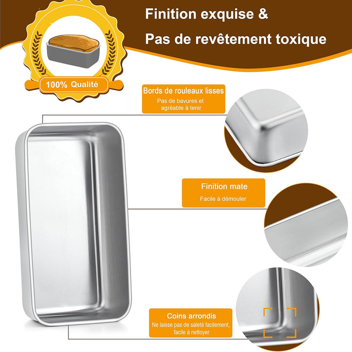 Joyfair Kastenform 4er Set, Edelstahl Brotbackform Toastbrot Backform, Brotform Königskuchenform für
