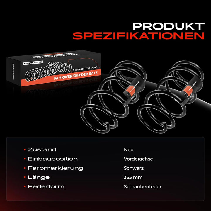 Frankberg 2x Federn Fahrwerksfeder Vorderachse Kompatibel mit Corsa D S07 Kasten Schrägheck 1.0L-1.4