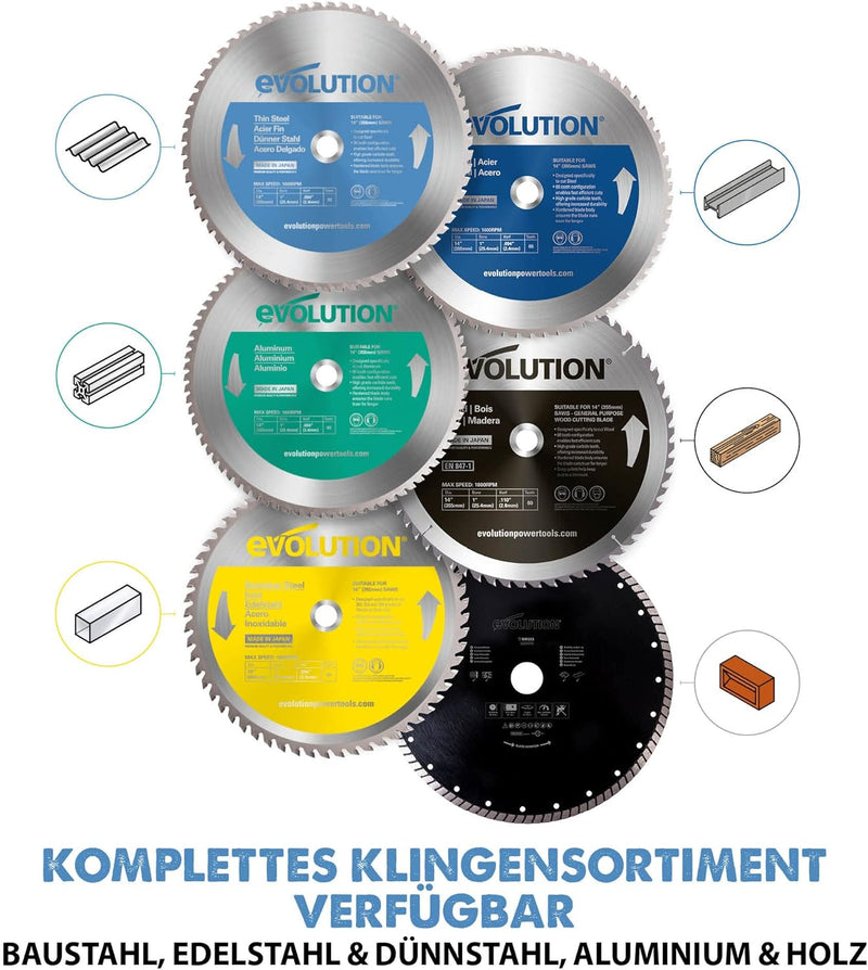 Evolution (T355TCT-90CS) - 355mm Sägeblatt zum Schneiden von Edelstahl - Metall-Sägeblatt mit Hartme