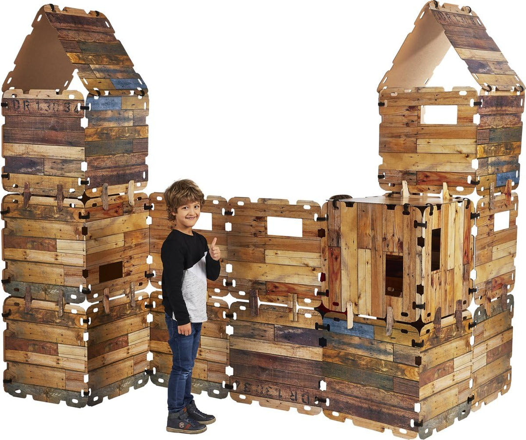 Spielhäuser - 32 Platten Spielhaus kinder, Mega Set, 4-12 Jahr, 10 m2 Baumaterial, fantasievolle Kin