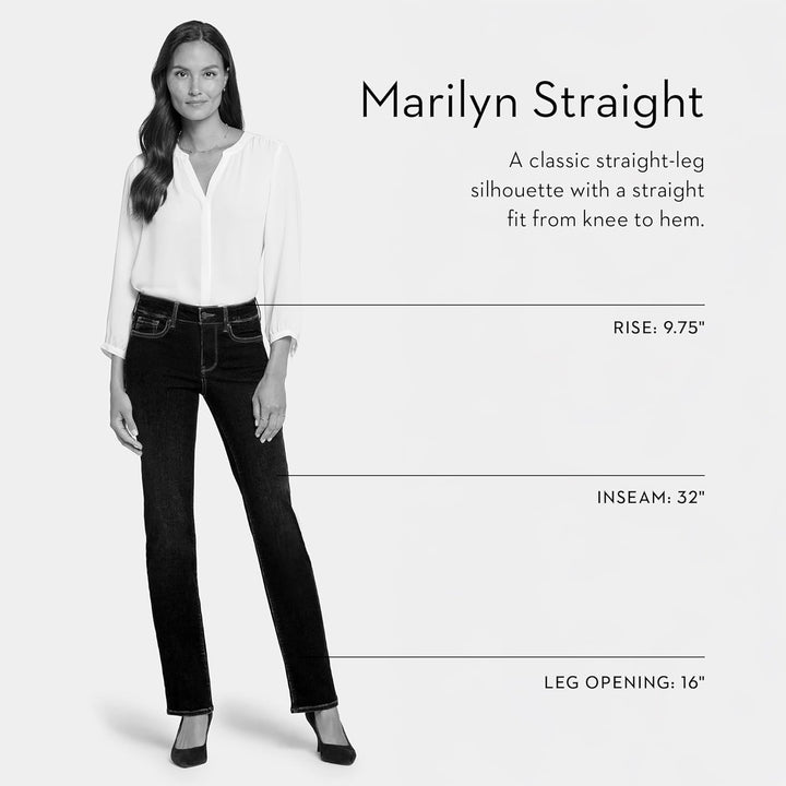 NYDJ Damen Marilyn Straight Jeans 34 Dunkles Enzym, 34 Dunkles Enzym