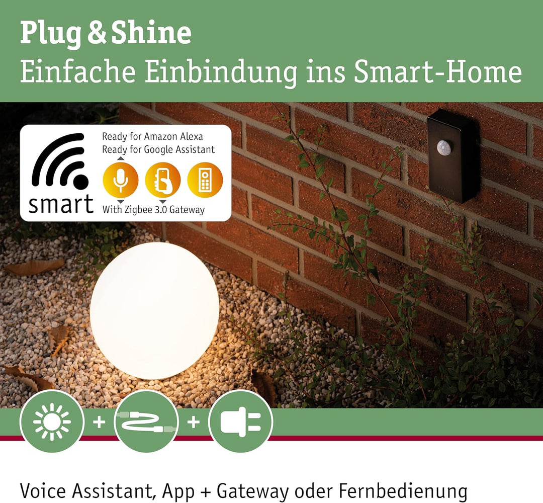 Paulmann 18012 Plug & Shine SmartHome Zigbee Funksteuerung Dämmerungssensor/Bewegungsmelder Aussenbe