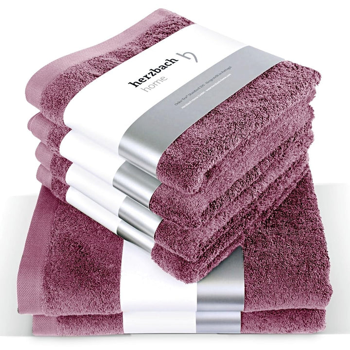 herzbach home Handtücher-Set 100% Baumwolle - weich &amp; saugstark - Malve, Malve
