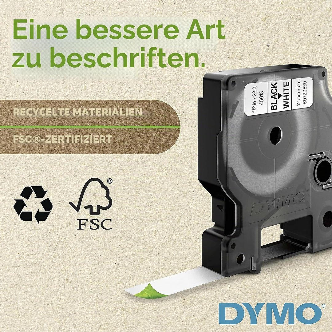 DYMO Rhino Industrie Schrumpfschlauch-Kabeletiketten | 12 mm, 1,5 m | Schwarz auf gelb | für DYMO Rh