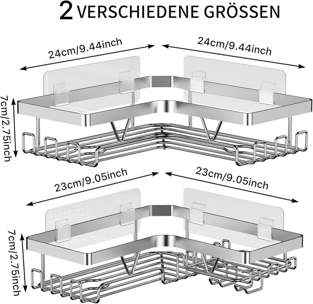 Kegii Duschablage Ecke, Duschregal ohne Bohren Edelstahl, Badezimmer Regal, Shampoo Halterung für Du
