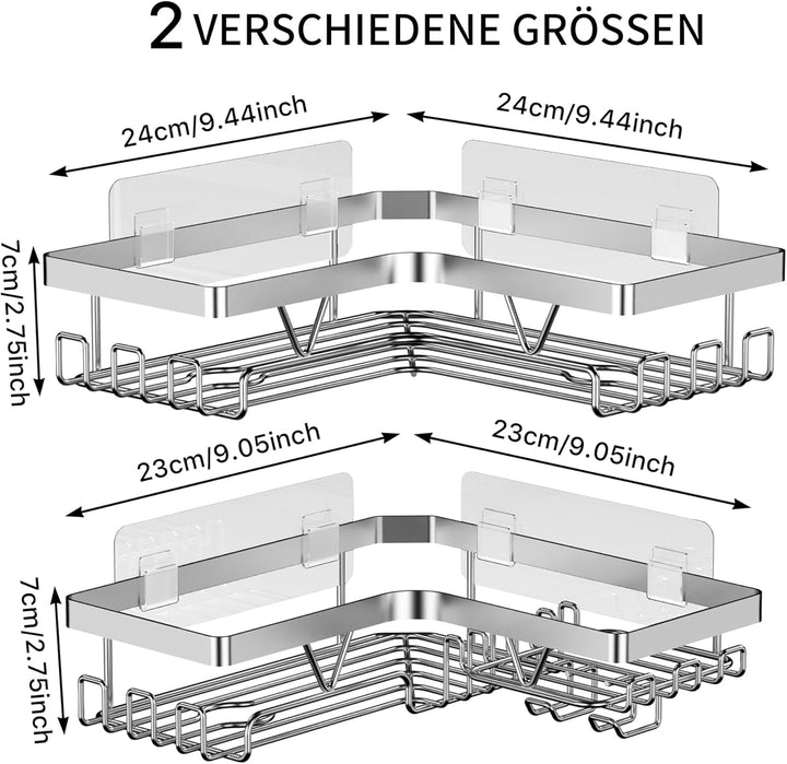 Kegii Duschablage Ecke, Duschregal ohne Bohren Edelstahl, Badezimmer Regal, Shampoo Halterung für Du