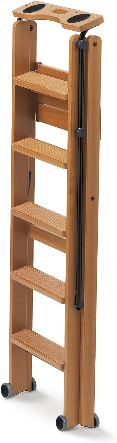 Arredamenti Italia Leiter 170/5 TUSCANIA; Holz - 5 Stufen - zusammenklappbar - mit Sicherheitssystem