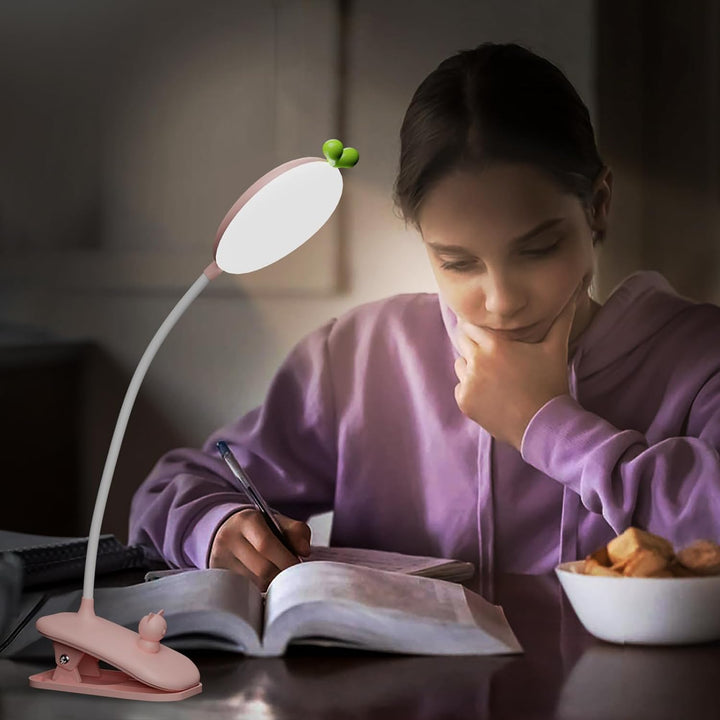 QJUZO Klemmleuchte Kinder Bett, LED Dimmbar Leselampe Buch Klemme USB Aufladbar Kinderzimmer Schreib