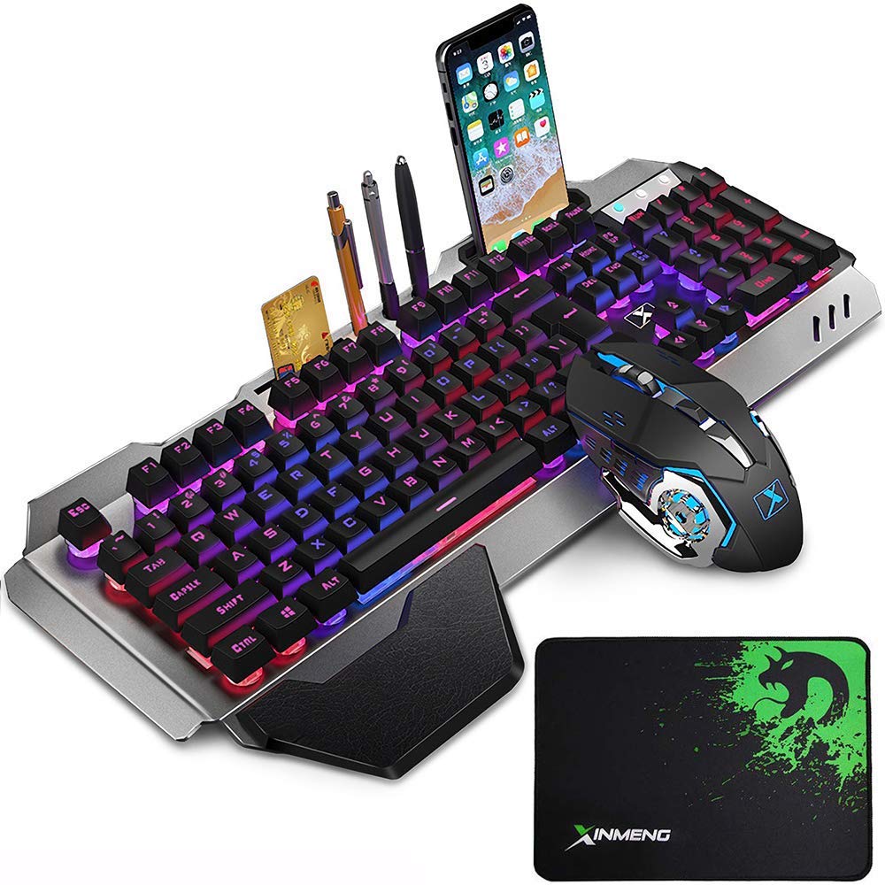 LexonElec Wireless 2.4G wiederaufladbare Tastatur Maus Set 3000mAh Grosse Kapazität Mechanisches Fee
