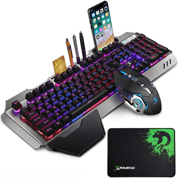 LexonElec Wireless 2.4G wiederaufladbare Tastatur Maus Set 3000mAh Grosse Kapazität Mechanisches Fee