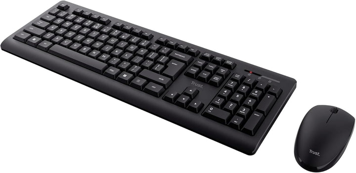 Trust Primo Tastatur Maus Set Kabellos Deutsches QWERTZ Layout, Flachen Tasten, Spritzwassergeschütz