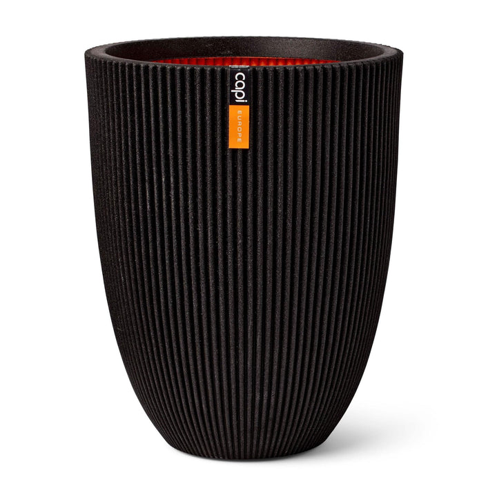 Capi Europe - Gefäss elegant niedrig Groove NL - 46x58 - Schwarz - Öffnung Ø38 - Blumentopf für den