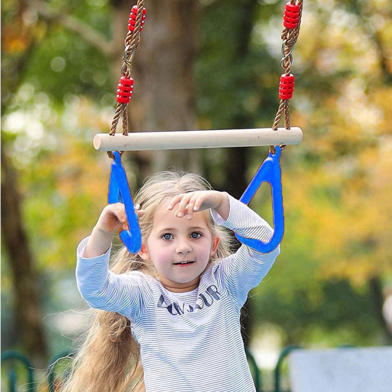 Multifunktions Kinderholz Trapeze Schaukel mit Kunststoffringen Turnringe Ringe zum Aufhängen belast