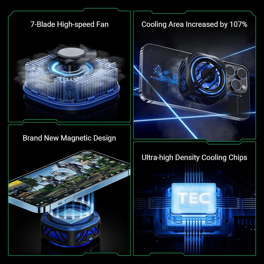 Black Shark Tragbarer magnetischer Handy Kühler für Gaming, geräuschloser Akku Schutz, 20 W Power-Tr