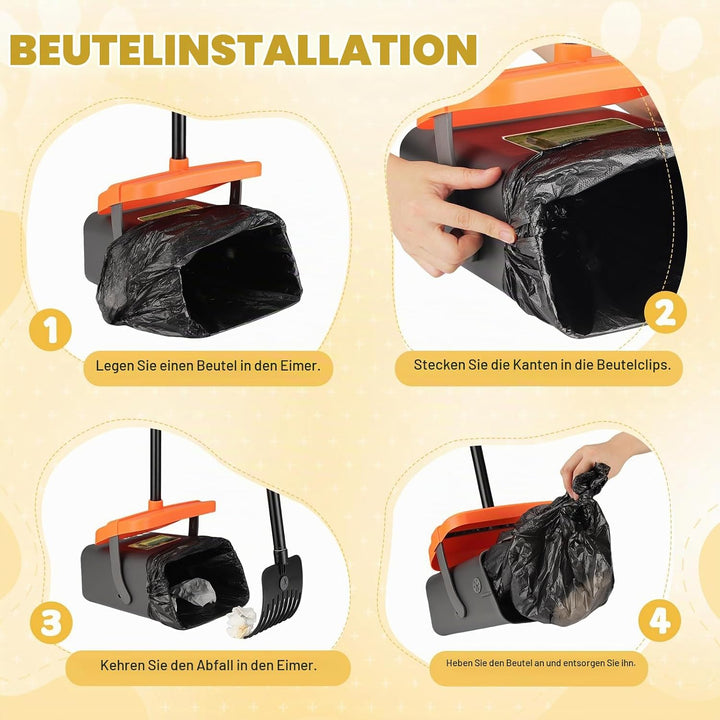 Faankiton Hundekotschaufel Schwenkbehälter Rechen Spaten, Drehbarem Hundekotsammler Hundekotpicker,