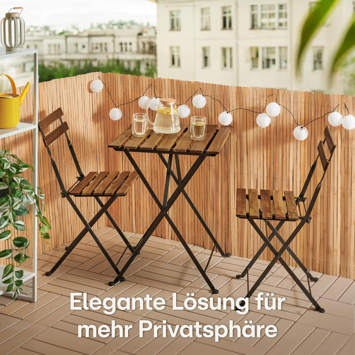 Praknu Balkon Sichtschutz Holz 90 x 300cm - FSC® Zertifizierter Bambus - Einsetzbar Im Innen Und Aus