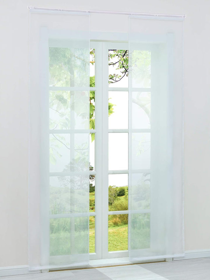 HeichkelL Schiebegardinen 2er-Set Einfarbige Flächenvorhänge Gardine Voile Halbtransparenter Schiebe