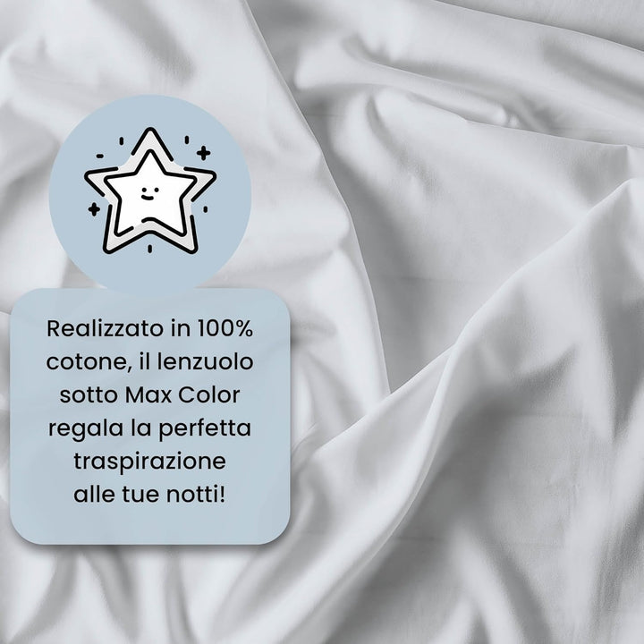 Max color STMXBIANCO2P Betttuch 25cm Ecke, 100% Baumwolle, weiss, Doppelte Weiss Doppelte, Weiss Dop